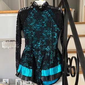Black and Teal Lace Jazz Costume